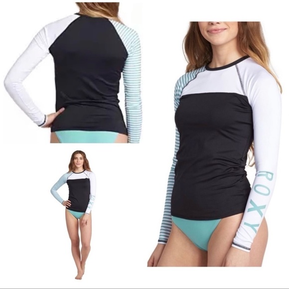 Roxy L/S Rashguard Stripe Sleeve Size Small - Picture 1 of 7